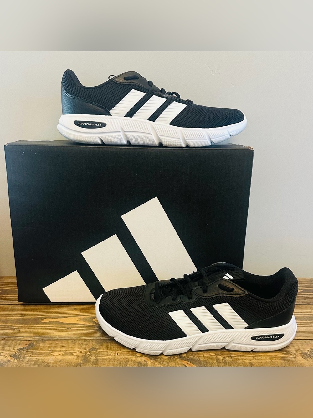 Adidas Cloudfoam Flex Rapidfit Core Black Cloud White Sneakers Shoes- See Sizes